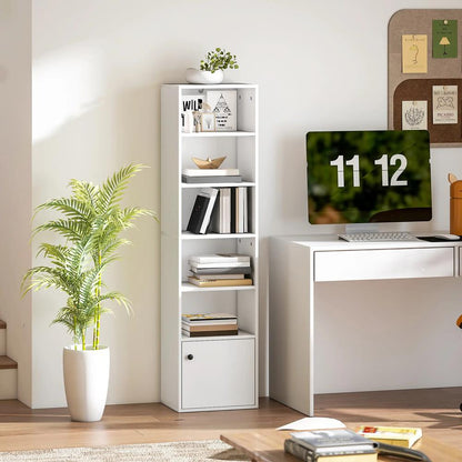 HOMCOM 6-Tier 156 cm Tall Bookcase - White Additional View 9