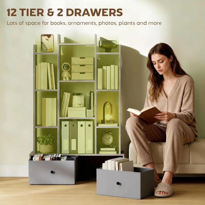HOMCOM 12 Shelf Storage Unit, with Drawers Additional View 15