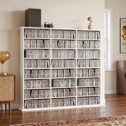 HOMCOM 1032 CD/594 DVD Storage Unit, Blu-ray Media Storage Shelf with 24 Compartments and 18 Adjustable Shelves Additional View 2