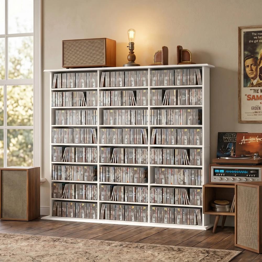 HOMCOM 1032 CD/594 DVD Storage Unit, Blu-ray Media Storage Shelf with 24 Compartments and 18 Adjustable Shelves Additional View 13