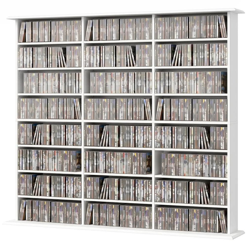 HOMCOM 1032 CD/594 DVD Storage Unit, Blu-ray Media Storage Shelf with 24 Compartments and 18 Adjustable Shelves Additional View 14