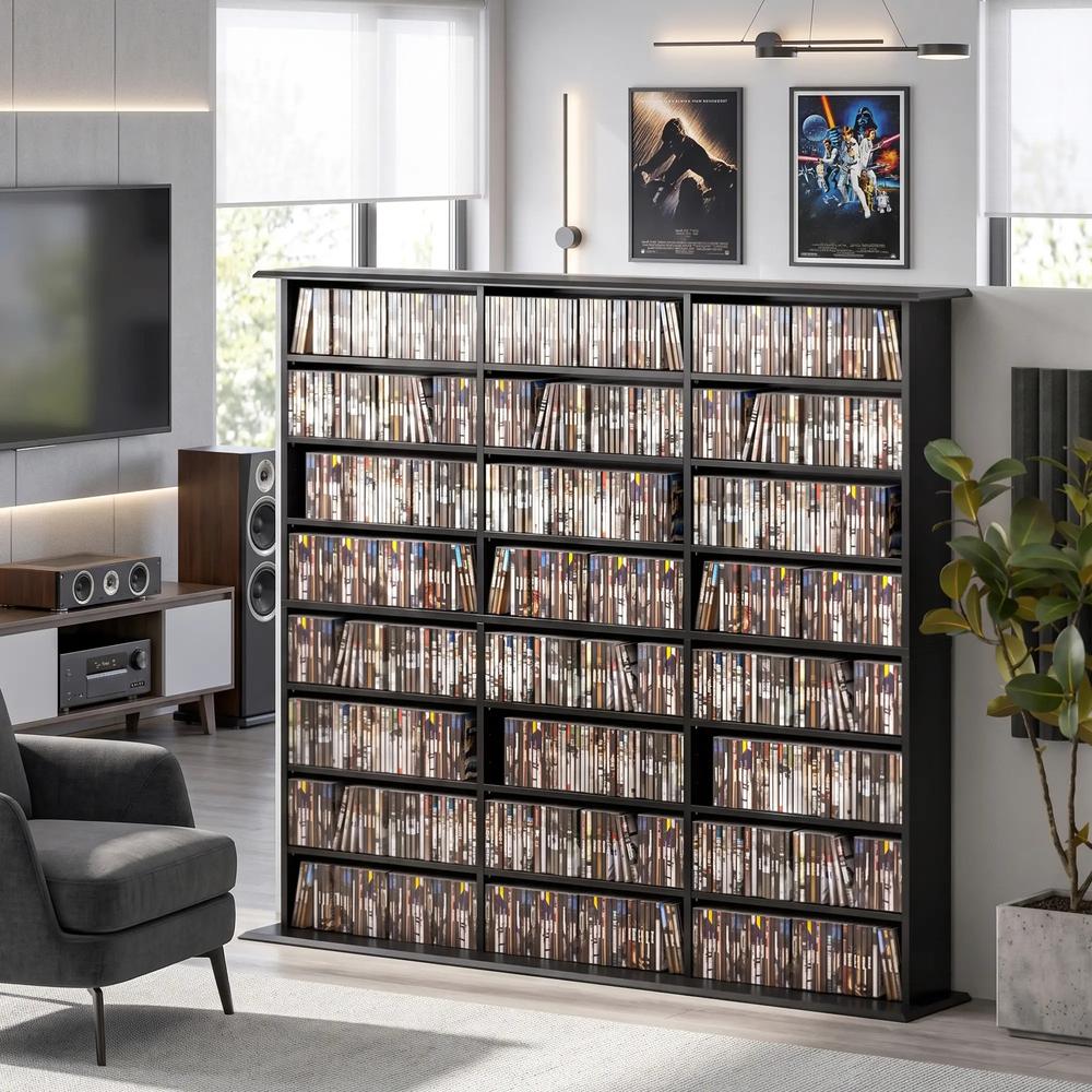 HOMCOM 1032 CD/594 DVD Storage Unit, Blu-ray Media Storage Shelf with 24 Compartments and 18 Adjustable Shelves Additional View 16