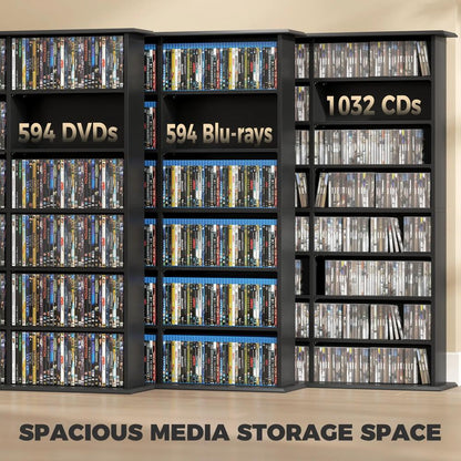 HOMCOM 1032 CD/594 DVD Storage Unit, Blu-ray Media Storage Shelf with 24 Compartments and 18 Adjustable Shelves Additional View 18