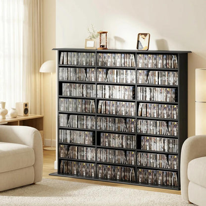 HOMCOM 1032 CD/594 DVD Storage Unit, Blu-ray Media Storage Shelf with 24 Compartments and 18 Adjustable Shelves Additional View 21