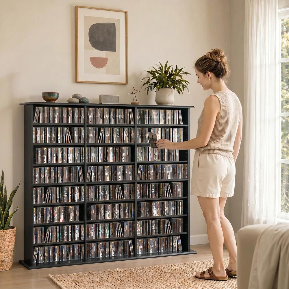 HOMCOM 1032 CD/594 DVD Storage Unit, Blu-ray Media Storage Shelf with 24 Compartments and 18 Adjustable Shelves Additional View 22