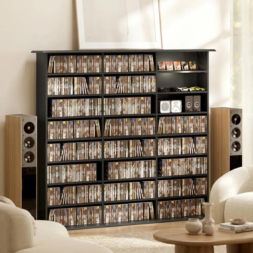 HOMCOM 1032 CD/594 DVD Storage Unit, Blu-ray Media Storage Shelf with 24 Compartments and 18 Adjustable Shelves Additional View 27