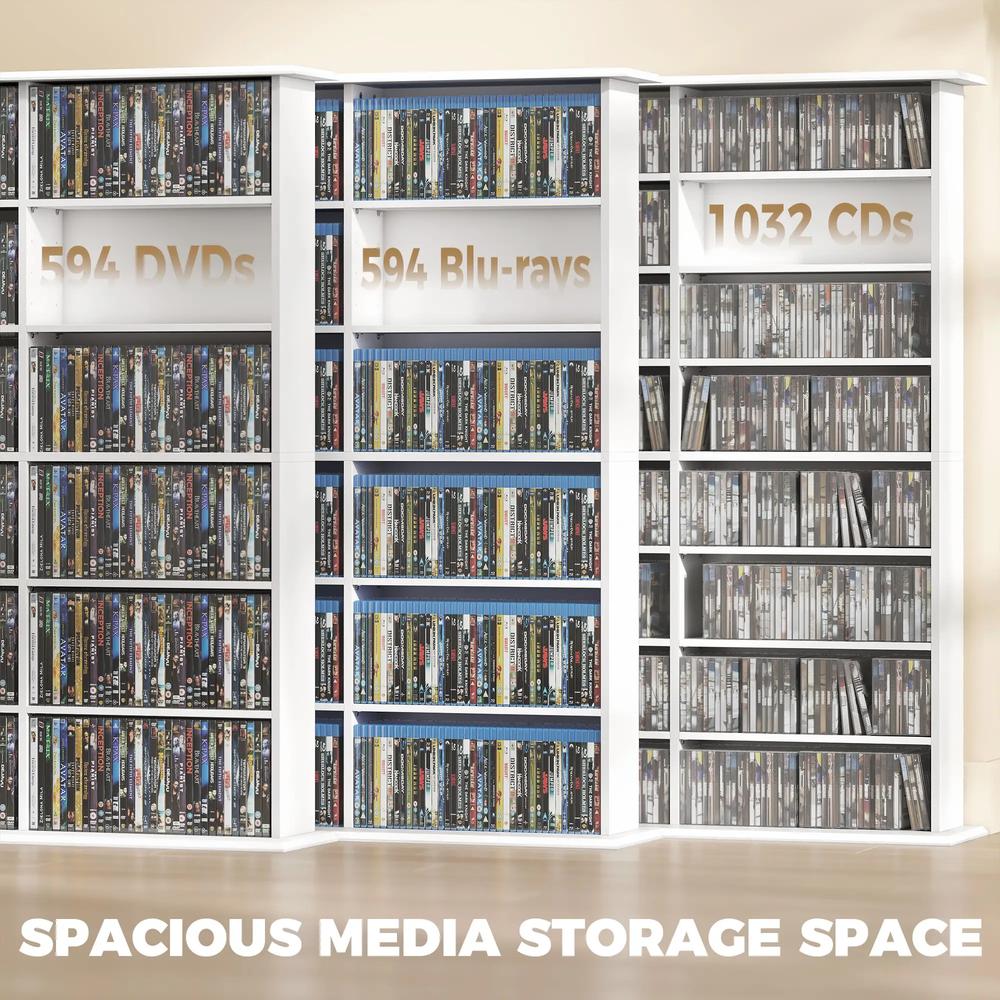 HOMCOM 1032 CD/594 DVD Storage Unit, Blu-ray Media Storage Shelf with 24 Compartments and 18 Adjustable Shelves Additional View 4