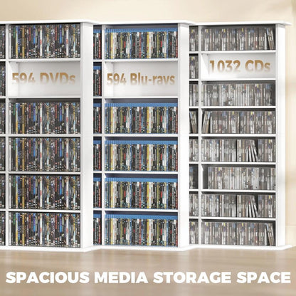HOMCOM 1032 CD/594 DVD Storage Unit, Blu-ray Media Storage Shelf with 24 Compartments and 18 Adjustable Shelves Additional View 4