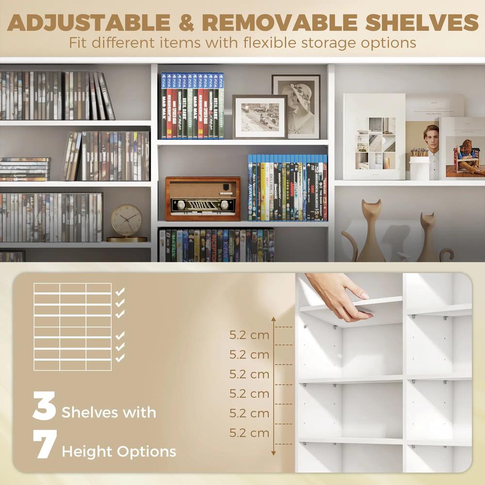 HOMCOM 1032 CD/594 DVD Storage Unit, Blu-ray Media Storage Shelf with 24 Compartments and 18 Adjustable Shelves Additional View 5