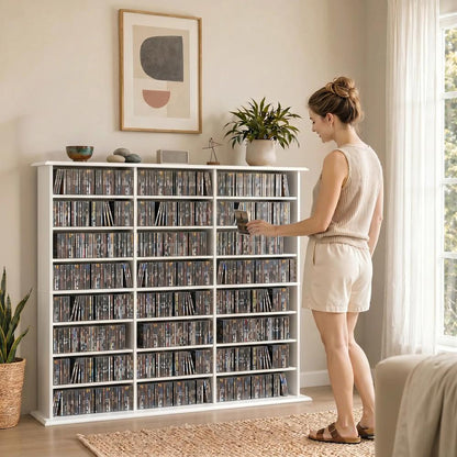 HOMCOM 1032 CD/594 DVD Storage Unit, Blu-ray Media Storage Shelf with 24 Compartments and 18 Adjustable Shelves Additional View 8