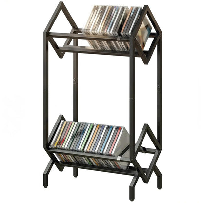 HOMCOM 50 CD Storage Rack, 2-Tier Metal CD Storage Unit, Free Standing, Easy to Assemble, Black Additional View 11
