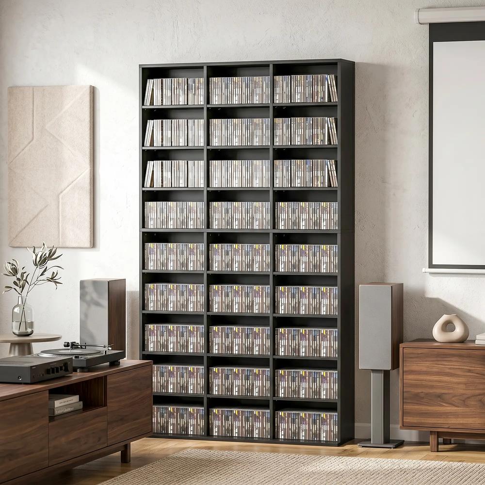 HOMCOM 835 CD/500 DVD Storage Unit, Blu-ray Media Storage Shelf with 27 Compartments and 21 Adjustable Shelves Additional View 2