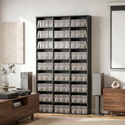 HOMCOM 835 CD/500 DVD Storage Unit, Blu-ray Media Storage Shelf with 27 Compartments and 21 Adjustable Shelves Additional View 2