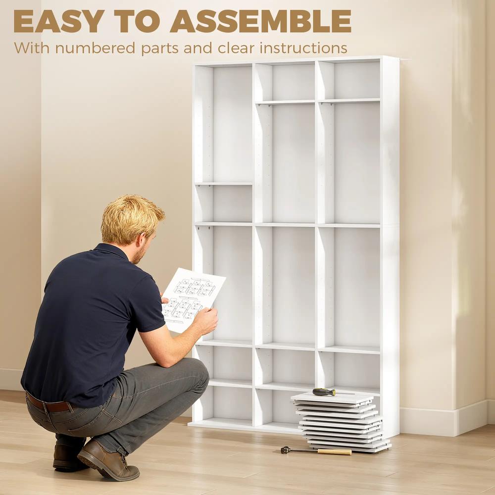 HOMCOM 835 CD/500 DVD Storage Unit, Blu-ray Media Storage Shelf with 27 Compartments and 21 Adjustable Shelves Additional View 22