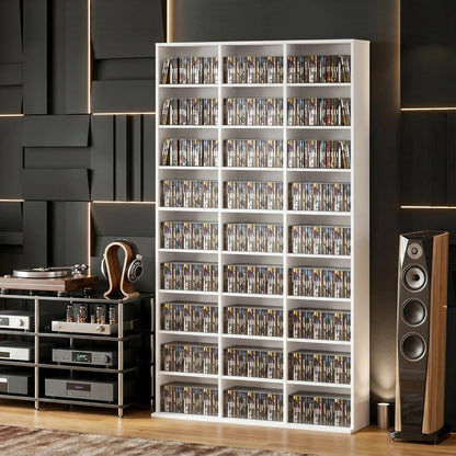 HOMCOM 835 CD/500 DVD Storage Unit, Blu-ray Media Storage Shelf with 27 Compartments and 21 Adjustable Shelves Additional View 29
