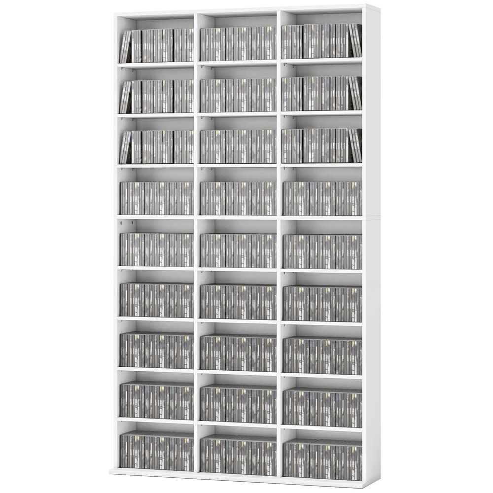 HOMCOM 835 CD/500 DVD Storage Unit, Blu-ray Media Storage Shelf with 27 Compartments and 21 Adjustable Shelves Additional View 30