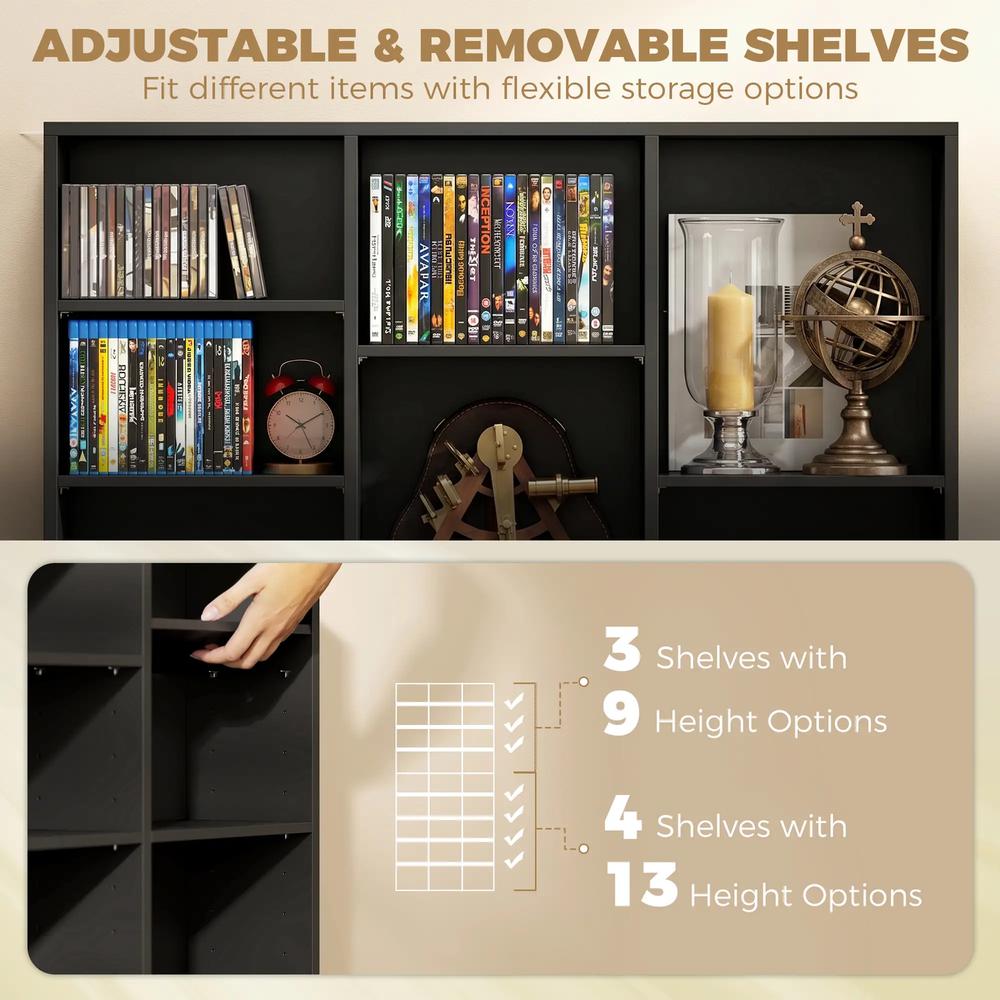 HOMCOM 835 CD/500 DVD Storage Unit, Blu-ray Media Storage Shelf with 27 Compartments and 21 Adjustable Shelves Additional View 5