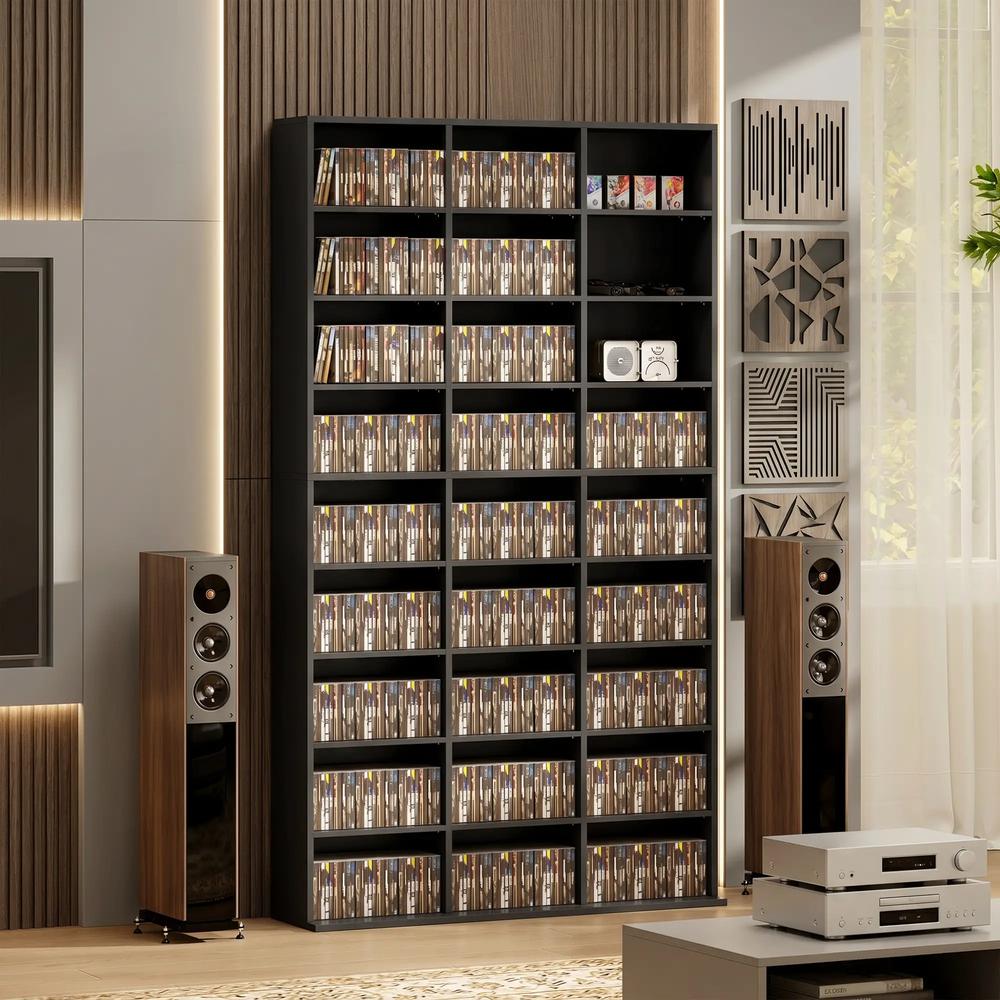 HOMCOM 835 CD/500 DVD Storage Unit, Blu-ray Media Storage Shelf with 27 Compartments and 21 Adjustable Shelves Additional View 8