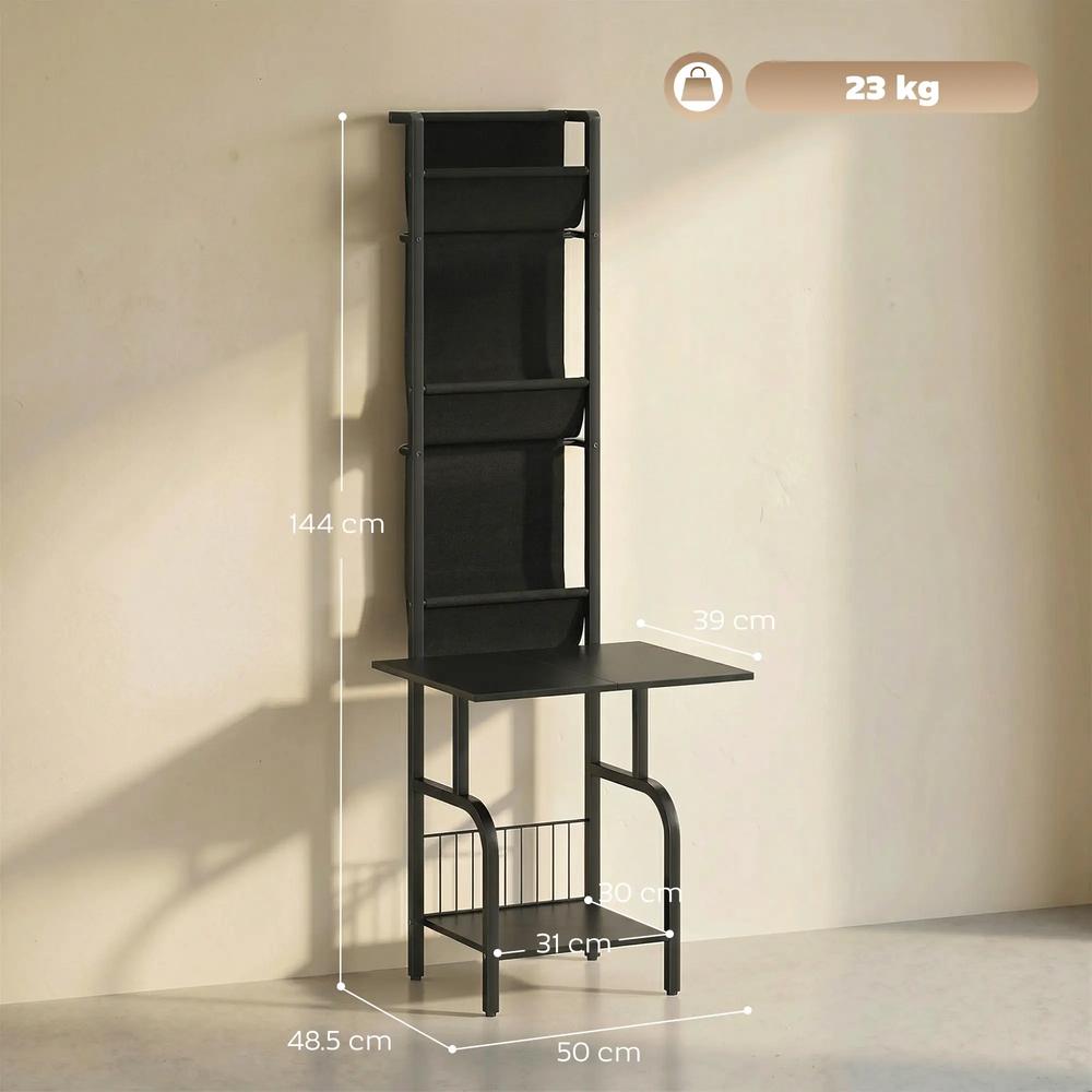 HOMCOM Vinyl Record Player Stand Record Storage with Player Stand Oxford Fabric Pockets Bottom Shelf Additional View 3