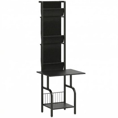 HOMCOM Vinyl Record Player Stand Record Storage with Player Stand Oxford Fabric Pockets Bottom Shelf