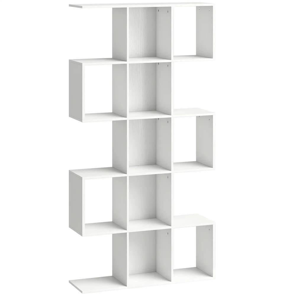 HOMCOM 5-Tier Bookshelf, S Shaped Geometric Bookcase with 15 Compartments Additional View 12