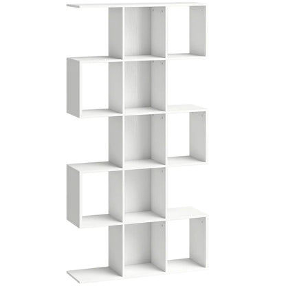 HOMCOM 5-Tier Bookshelf, S Shaped Geometric Bookcase with 15 Compartments Additional View 12