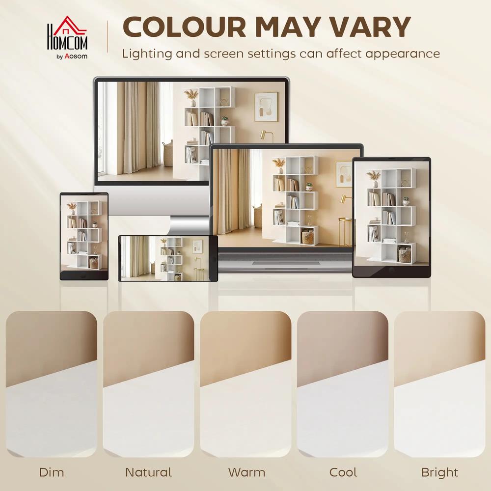 HOMCOM 5-Tier Bookshelf, S Shaped Geometric Bookcase with 15 Compartments Additional View 19