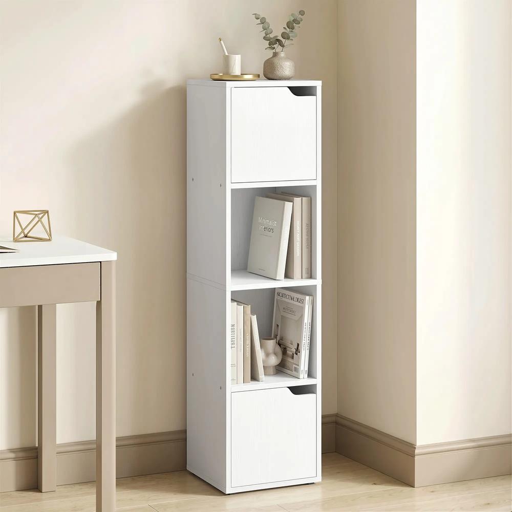 HOMCOM Narrow Bookcase, 4-Tier Bookshelf, Storage Cabinet with doors for Living Room, Bedroom Additional View 11