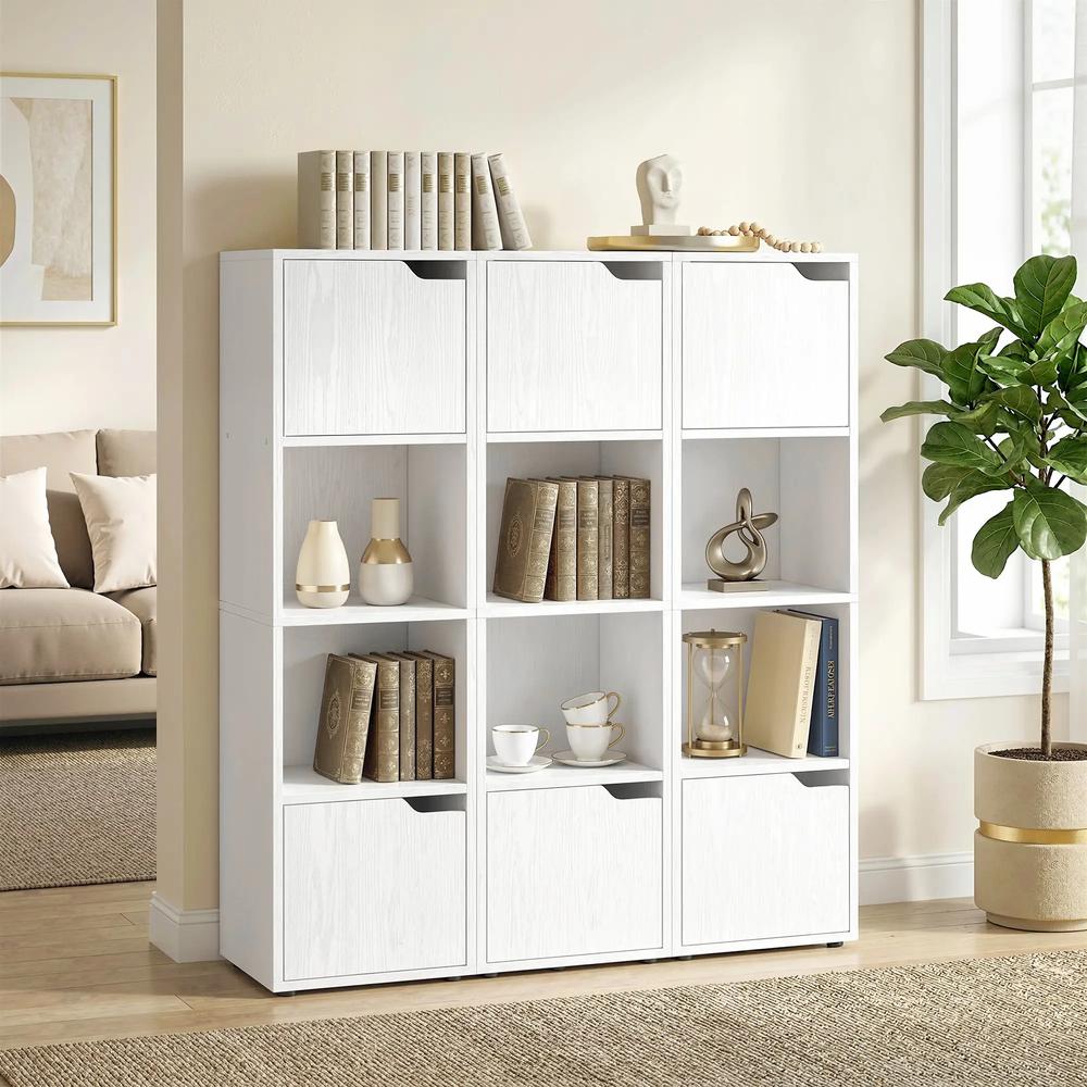 HOMCOM Narrow Bookcase, 4-Tier Bookshelf, Storage Cabinet with doors for Living Room, Bedroom Additional View 18