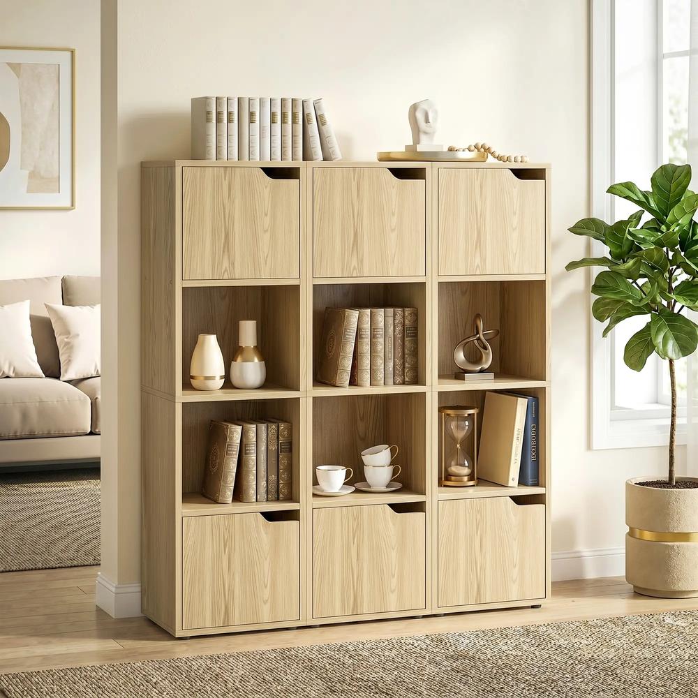 HOMCOM Narrow Bookcase, 4-Tier Bookshelf, Storage Cabinet with doors for Living Room, Bedroom Additional View 7