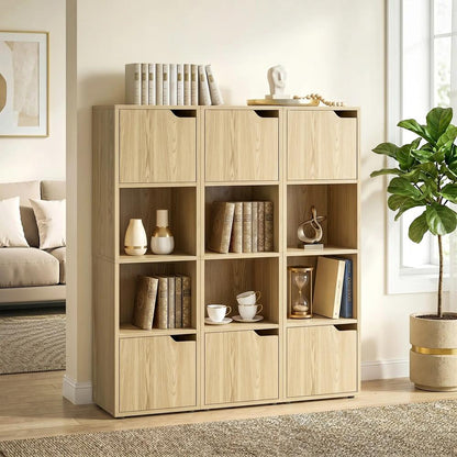 HOMCOM Narrow Bookcase, 4-Tier Bookshelf, Storage Cabinet with doors for Living Room, Bedroom Additional View 7