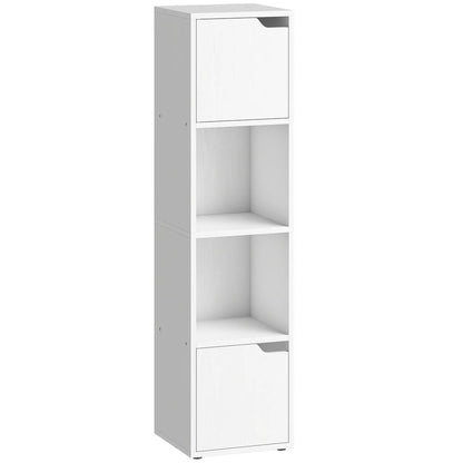 HOMCOM Narrow Bookcase, 4-Tier Bookshelf, Storage Cabinet with doors for Living Room, Bedroom Additional View 10