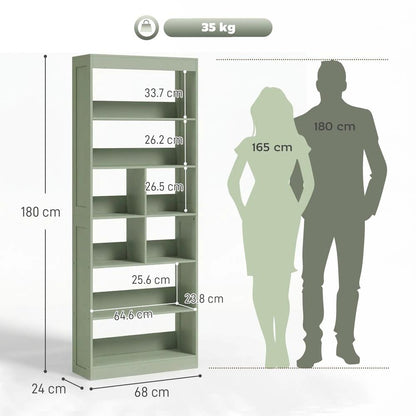 HOMCOM Bookcase, S-Shaped Wooden Bookshelf, 5/6 Tiers Freestanding Storage Shelf, Home Office Decorative Display Stand Rack, 24D x 60W x 184.5H Additional View 5