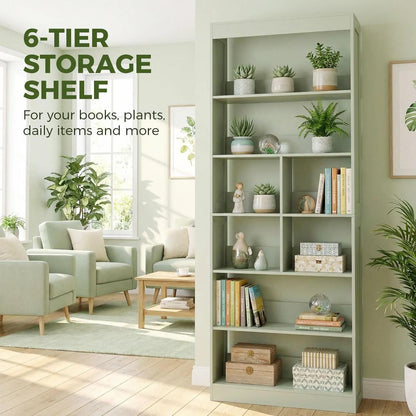 HOMCOM Bookcase, S-Shaped Wooden Bookshelf, 5/6 Tiers Freestanding Storage Shelf, Home Office Decorative Display Stand Rack, 24D x 60W x 184.5H Additional View 7
