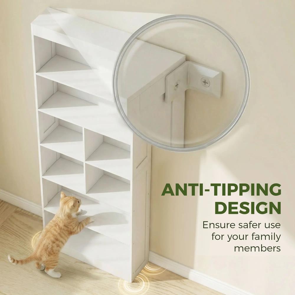 HOMCOM Bookcase, 6-Tier Bookshelf with Open Storage Shelves, Cubes, 180 cm Tall Display Shelf with Anti-Tipping Design, White Additional View 6