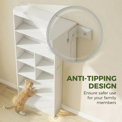 HOMCOM Bookcase, 6-Tier Bookshelf with Open Storage Shelves, Cubes, 180 cm Tall Display Shelf with Anti-Tipping Design, White Additional View 6