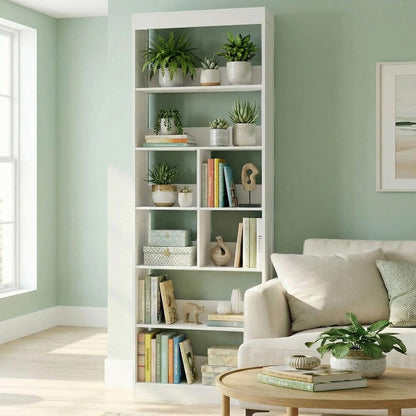 HOMCOM Bookcase, 6-Tier Bookshelf with Open Storage Shelves, Cubes, 180 cm Tall Display Shelf with Anti-Tipping Design, White Additional View 10