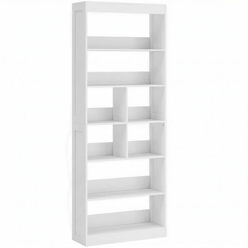 HOMCOM Bookcase, 6-Tier Bookshelf with Open Storage Shelves, Cubes, 180 cm Tall Display Shelf with Anti-Tipping Design, White