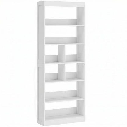 HOMCOM Bookcase, 6-Tier Bookshelf with Open Storage Shelves, Cubes, 180 cm Tall Display Shelf with Anti-Tipping Design, White