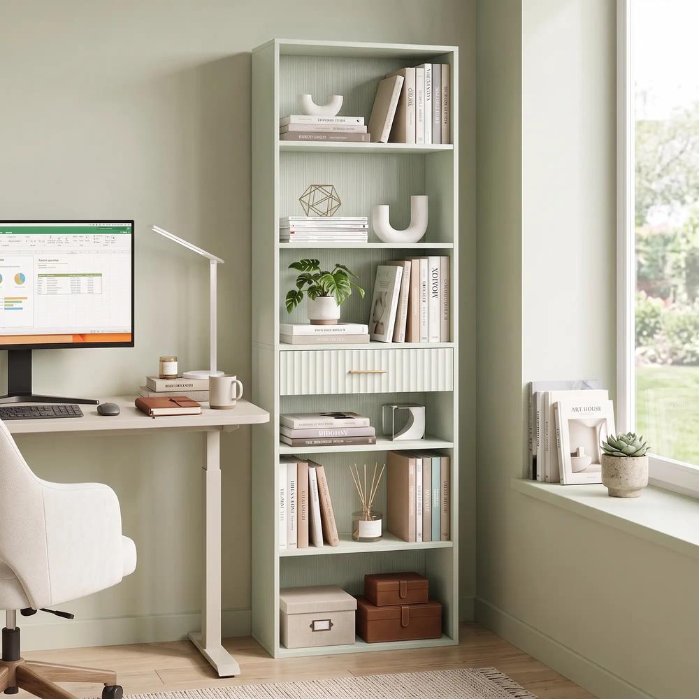 HOMCOM Bookcase Narrow Tall Space-Saving Bookshelf Drawer Open Shelves 60 x 24 x 182 cm Additional View 14