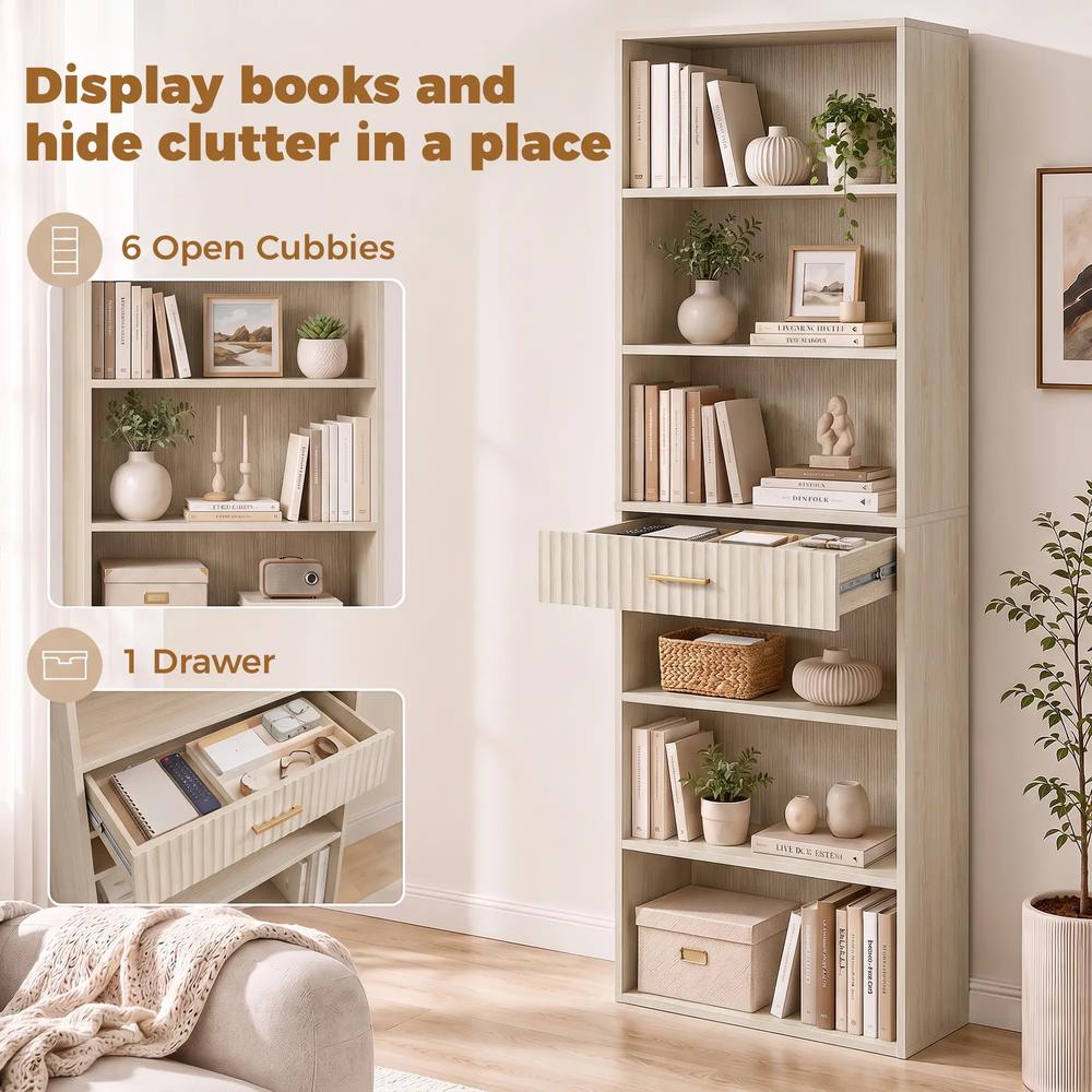 HOMCOM Bookcase Narrow Tall Space-Saving Bookshelf Drawer Open Shelves 60 x 24 x 182 cm Additional View 19