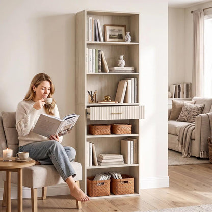 HOMCOM Bookcase Narrow Tall Space-Saving Bookshelf Drawer Open Shelves 60 x 24 x 182 cm Additional View 23