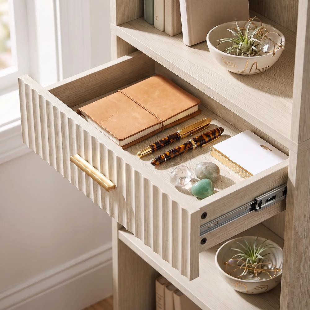 HOMCOM Bookcase Narrow Tall Space-Saving Bookshelf Drawer Open Shelves 60 x 24 x 182 cm Additional View 25