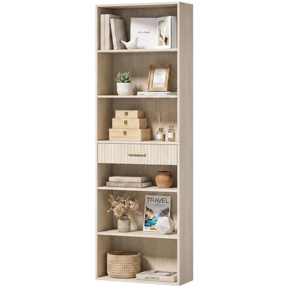 HOMCOM Bookcase Narrow Tall Space-Saving Bookshelf Drawer Open Shelves 60 x 24 x 182 cm Additional View 30