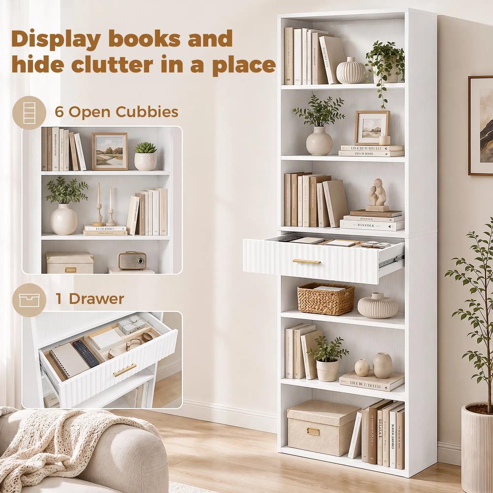 HOMCOM Bookcase Narrow Tall Space-Saving Bookshelf Drawer Open Shelves 60 x 24 x 182 cm Additional View 34