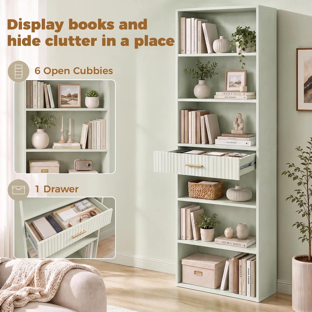 HOMCOM Bookcase Narrow Tall Space-Saving Bookshelf Drawer Open Shelves 60 x 24 x 182 cm Additional View 4