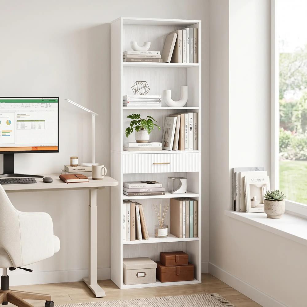 HOMCOM Bookcase Narrow Tall Space-Saving Bookshelf Drawer Open Shelves 60 x 24 x 182 cm Additional View 44