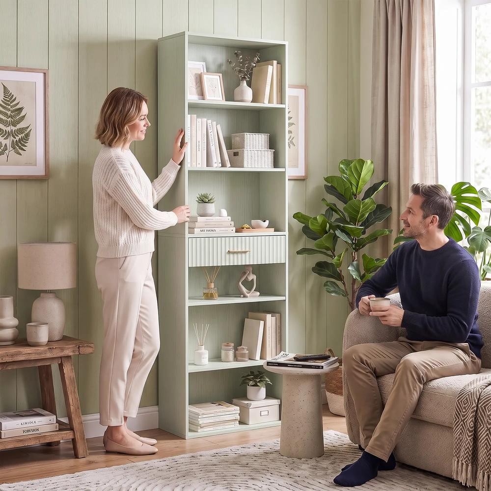 HOMCOM Bookcase Narrow Tall Space-Saving Bookshelf Drawer Open Shelves 60 x 24 x 182 cm Additional View 9