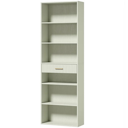 HOMCOM Bookcase Narrow Tall Space-Saving Bookshelf Drawer Open Shelves 60 x 24 x 182 cm