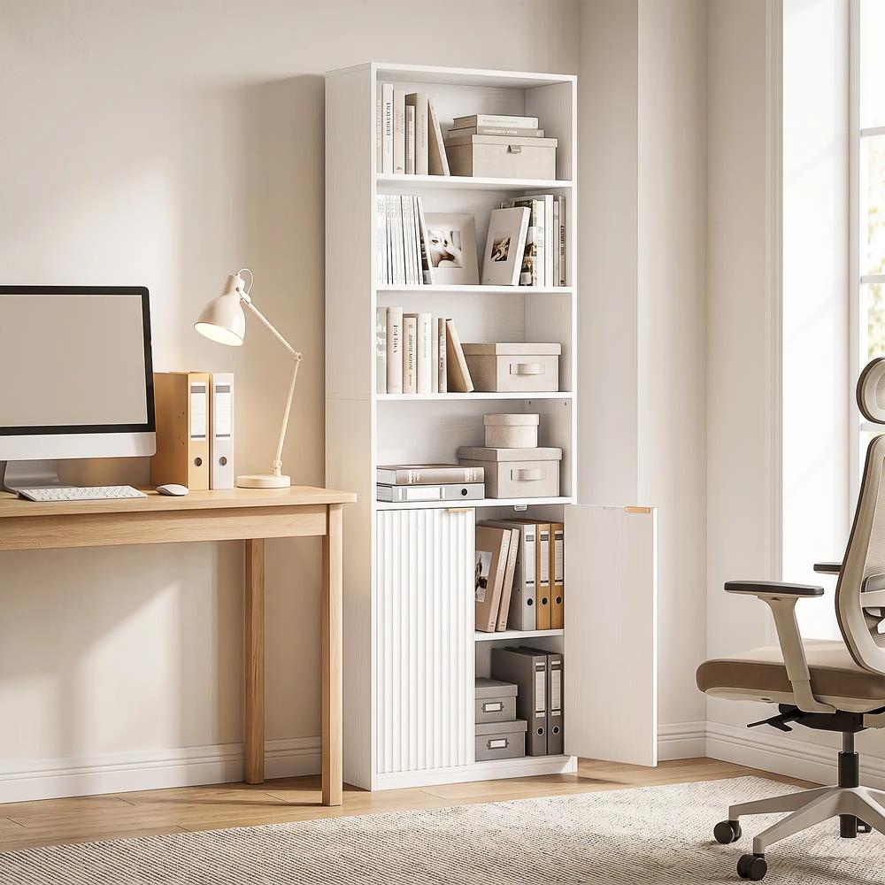 HOMCOM Bookcase Adjustable Shelf Bookshelf Anti-Tip Hardware 6-Tier Additional View 29